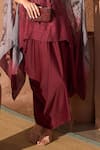 Tasuvure_Maroon Satin Silk Round Slip Easy Dress With Shaded Cape _Online_at_Aza_Fashions