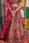 Shop_Tasuvure Indes_Red Georgette Woven Dori Round Banarasi Begum Floral Jaal Bridal Lehenga Set _Online_at_Aza_Fashions