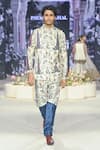 Buy_PS Men by Payal Singhal_Ivory Velvet Printed Forest Whisper Pattern Bundi Kurta Set _at_Aza_Fashions