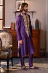 PS Men by Payal Singhal_Purple Mukaish Silkmul Embroidered Zari Foliage Bundi Kurta Set _Online_at_Aza_Fashions