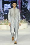 Buy_PS Men by Payal Singhal_Grey Dupion Silk Embroidered Lace Geometric Foliage Sherwani With Pant _at_Aza_Fashions