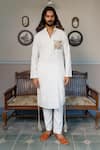 Buy_PS Men by Payal Singhal_Ivory Katarwa Embroidered Zardozi Floral Woven Embellished Kurta With Pant 