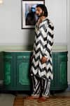 Buy_PS Pret by Payal Singhal_Off White Velvet Printed Chevron Kurta With Salwar _Online_at_Aza_Fashions