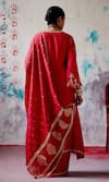 Shop_Deep Thee_Red Silk Organza Embroidered Zardozi Round A-line Kurta Pant Set _at_Aza_Fashions