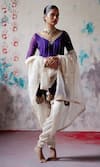 Buy_Deep Thee_Purple Chanderi Embroidered Beads V-neck Short Anarkali Dhoti Pant _at_Aza_Fashions