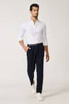 Buy_S&N by Shantnu Nikhil_Off White Terylene Plain Front Buttoned Shirt _at_Aza_Fashions