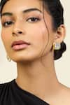 ISHARYA_Gold Plated Mirror Finish Stone Embellished Studs _Online_at_Aza_Fashions