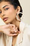 ISHARYA_Gold Plated Mirror Finish Stone Embellished Hoops _Online_at_Aza_Fashions