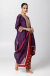 Shop_Pants and Pajamas_Purple Kurta Silk Chanderi Embroidered Sequin Round Patchwork Pant Set 