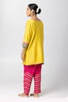 Shop_Pants and Pajamas_Yellow Kurta Silk Chanderi Embroidered Sequin Round Patchwork Pant Set _at_Aza_Fashions