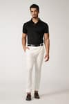 Buy_S&N by Shantnu Nikhil_Black Viscose Plain Polo Neck T-shirt _at_Aza_Fashions