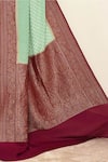 Buy_Naaritva India_Green Crepe Handwoven Flower Veil Contrast Hem Saree With Running Blouse _Online_at_Aza_Fashions