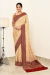 Buy_Naaritva India_Cream Crepe Handwoven Animal Butti Detailed Saree With Running Blouse _at_Aza_Fashions