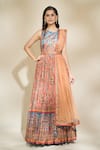 Buy_Khwaab by Sanjana Lakhani_Multi Color Printed Botanic Pattern Round Anarkali With Dupatta _at_Aza_Fashions