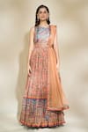 Khwaab by Sanjana Lakhani_Multi Color Printed Botanic Pattern Round Anarkali With Dupatta _at_Aza_Fashions