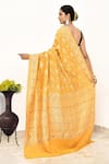 Shop_Naaritva India_Yellow Monga Silk Woven Zari Floral Jaal Saree With Running Blouse Piece _at_Aza_Fashions