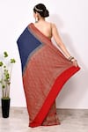 Shop_Naaritva India_Blue Handloom Cotton Handwoven Ditsy Phool Booti Saree With Running Blouse _at_Aza_Fashions