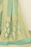 Shop_Naaritva India_Green Handloom Cotton Handwoven Geometric Saree With Running Blouse _Online_at_Aza_Fashions