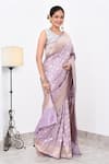 Shop_Naaritva India_Purple Katan Handwoven Alafi Jall Saree With Running Blouse _at_Aza_Fashions