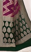 Shop_Naaritva India_Wine Handloom Cotton Handwoven Chevron Saree With Running Blouse _Online_at_Aza_Fashions