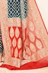 Shop_Naaritva India_Blue Handloom Cotton Handwoven Geometric Pattern Saree With Running Blouse _Online_at_Aza_Fashions