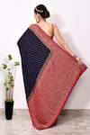 Shop_Naaritva India_Blue Handloom Cotton Handwoven Phool Booti Saree With Running Blouse _at_Aza_Fashions