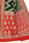 Shop_Naaritva India_Green Handloom Cotton Woven Zari Chevron Saree With Running Blouse Piece _Online_at_Aza_Fashions