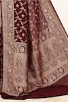 Shop_Naaritva India_Wine Handloom Cotton Handwoven Floral Leaf Pattern Saree With Running Blouse _Online_at_Aza_Fashions