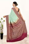 Shop_Naaritva India_Green Handloom Cotton Woven Floral Vine Border Saree With Running Blouse Piece _at_Aza_Fashions