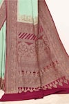 Shop_Naaritva India_Green Handloom Cotton Woven Floral Vine Border Saree With Running Blouse Piece _Online_at_Aza_Fashions