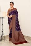 Buy_Naaritva India_Purple Crepe Handwoven Banarasi Saree With Running Blouse _at_Aza_Fashions
