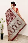 Shop_Naaritva India_Maroon Silk Zari Gullista Bloom Woven Banarasi Saree With Running Blouse _at_Aza_Fashions