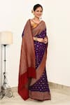 Naaritva India_Purple Crepe Handwoven Banarasi Saree With Running Blouse _Online_at_Aza_Fashions