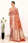 Buy_Naaritva India_Orange Katan Woven Zari Jaal Saree With Running Blouse Piece _at_Aza_Fashions