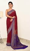 Buy_Naaritva India_Maroon Handloom Cotton Handwoven Ditsy Bloom Booti Saree With Running Blouse _at_Aza_Fashions