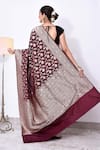 Shop_Naaritva India_Maroon Katan Handwoven Floral Veil Saree With Running Blouse _at_Aza_Fashions