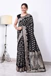 Buy_Naaritva India_Black Katan Handwoven Zari Butti Saree With Running Blouse _at_Aza_Fashions