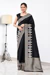 Buy_Naaritva India_Black Katan Handwoven Zari Mina Work Saree With Running Blouse _at_Aza_Fashions