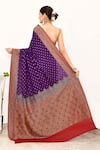 Shop_Naaritva India_Wine Handloom Cotton Woven Zari Floral Border Saree With Running Blouse Piece _at_Aza_Fashions