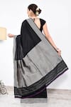 Shop_Naaritva India_Black Katan Handwoven Zari Contrast Border Saree With Running Blouse _at_Aza_Fashions