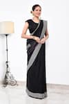 Buy_Naaritva India_Black Katan Handwoven Zari Contrast Border Saree With Running Blouse _Online_at_Aza_Fashions