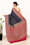 Shop_Naaritva India_Purple Handloom Cotton Woven Zari Floral Border Saree With Running Blouse Piece _at_Aza_Fashions