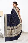 Shop_Naaritva India_Blue Katan Handwoven Zari Floral Veil Border Saree With Running Blouse _at_Aza_Fashions