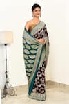 Naaritva India_Purple Handloom Cotton Handwoven Floral Saree With Running Blouse _Online_at_Aza_Fashions