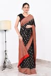 Shop_Naaritva India_Black Crepe Handwoven Butti Leaf Saree With Running Blouse _Online_at_Aza_Fashions