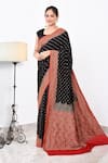 Buy_Naaritva India_Black Crepe Handwoven Floral Butti Saree With Running Blouse _at_Aza_Fashions