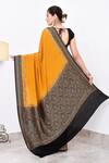 Shop_Naaritva India_Yellow Crepe Handwoven Leaf Contrast Hem Saree With Running Blouse _at_Aza_Fashions