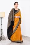 Buy_Naaritva India_Yellow Crepe Handwoven Leaf Contrast Hem Saree With Running Blouse _Online_at_Aza_Fashions