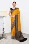 Buy_Naaritva India_Yellow Crepe Handwoven Floral Paisley Detailed Pallu Saree With Running Blouse _at_Aza_Fashions