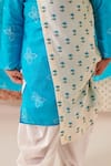 Buy_CUTE COUTURE_Blue Silk Print Bandhani And Bloom Flap Kurta With Dhoti Pant 